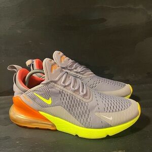 Nike Air Max 270 Mens Size 12 Shoes Grey Volt Orange Athletic Running Sneakers